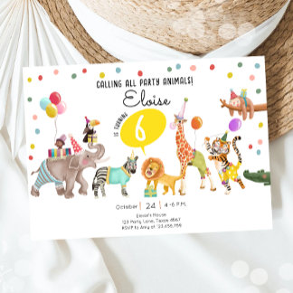 Alle Party Tiere Safari Boy Girl zum Geburtstag Einladung