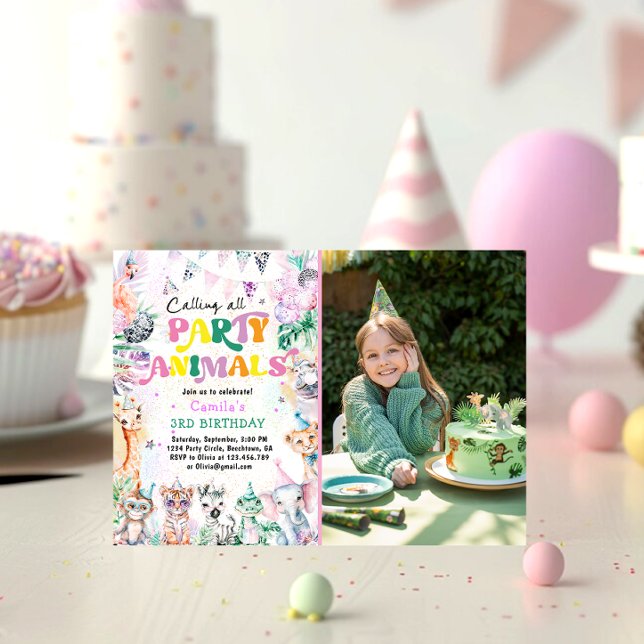 Alle Party Tiere Safari Jungle Geburtstag rufen Einladung (Von Creator hochgeladen)