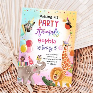 Alle Party Tiere Safari Jungle Geburtstag rufen Einladung
