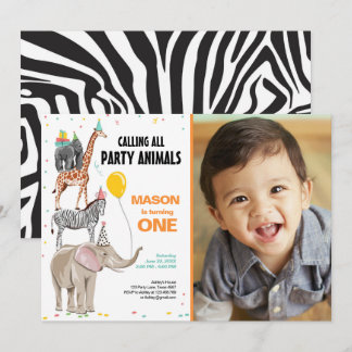 Alle Party Tiere Zoo Wild Boy zum Geburtstag Einladung
