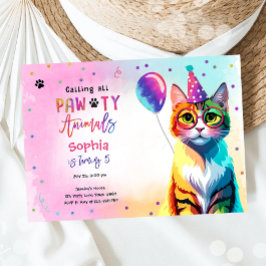 Alle pawty Animals Cat Kitten Girl zum Geburtstag Einladung