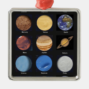 Alle Planeten-Wissenschafts-Fotos mit Namen Silbernes Ornament