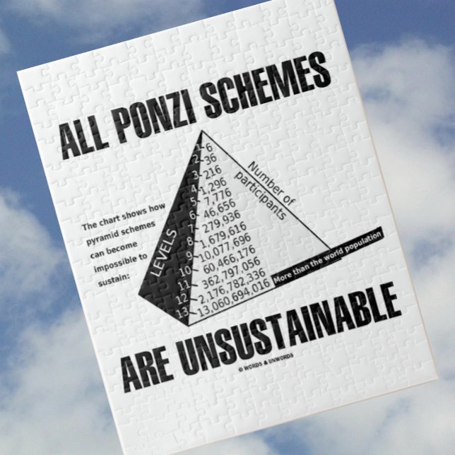 Alle Ponzi-Systeme sind nicht nachhaltig (Econ-Spa Puzzle (Let your wry econ side shine with this jigsaw puzzle featuring the saying about Ponzi schemes)