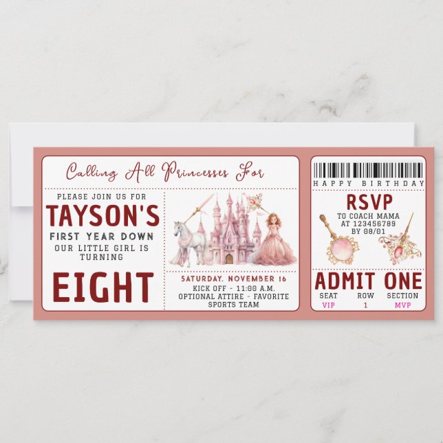 Alle Prinzessinnen Magical Castle 8. Geburtstag ru Einladung (Vorderseite)