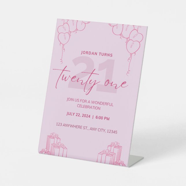 Alle rosa Birthday Pedestal Sockelschild (Vorderseite)