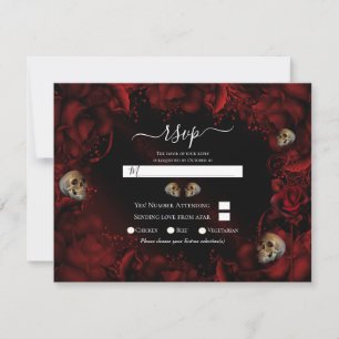 Alle Rote Rosen und Skulls Dark Floral Wedding RSV Einladung