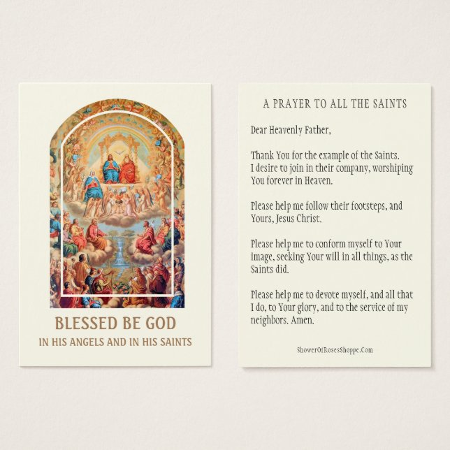 ALLE SAINTS DAY PRAYER TRADITIONELLE HOLY CARDS (Vorne & Hinten)