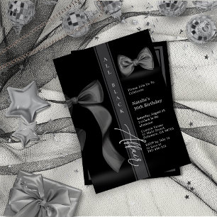 Alle Schwarz-Farbe Coquette Bow Krawatte Formal Af Einladung