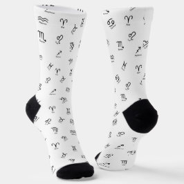 Alle schwarzen Sternzeichen auf weißem Hintergrund Socken