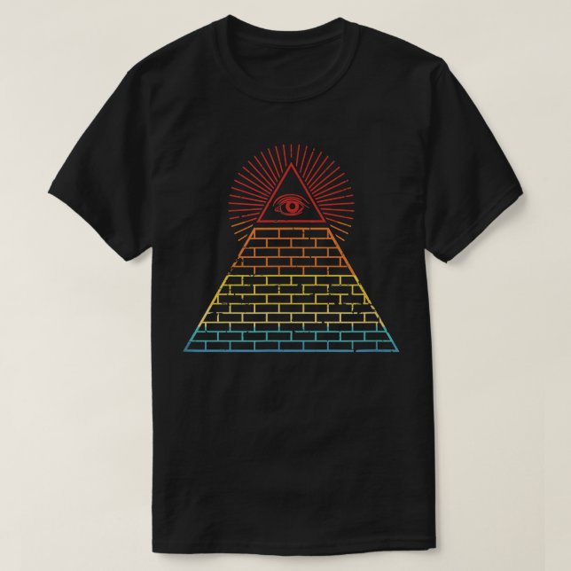 Alle sehen Auge beleuchtet ägyptische Pyramide Ret T-Shirt (Design vorne)