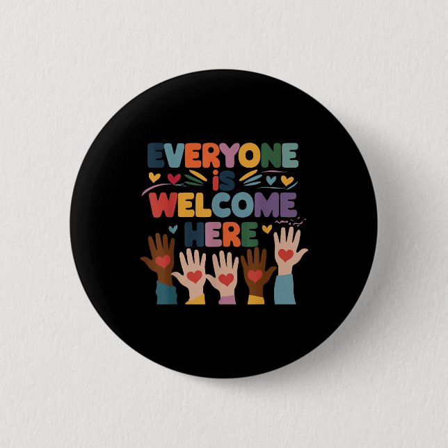 Alle sind hier willkommen, die Lehrerin Bildung Button (Vorderseite)