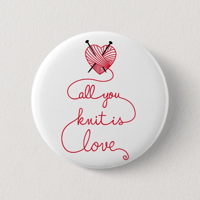 Alle sind Sie Strick Liebe mit Herz geformtem Button (Vorderseite)
