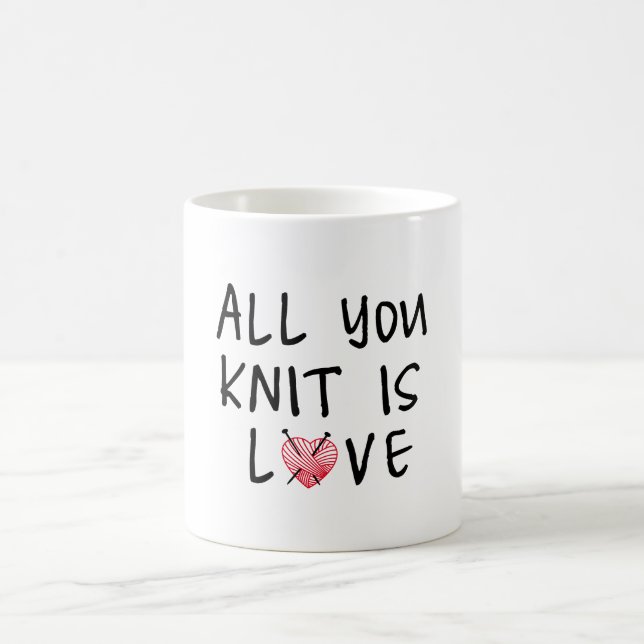 Alle sind Sie Strick Liebe mit Herz geformtem Kaffeetasse (Mittel)