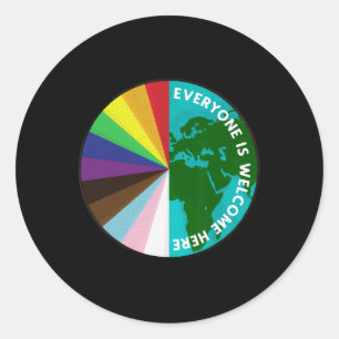 Alle sind willkommen hier LGBTQ ALLE MENSCHENRECHT Runder Aufkleber