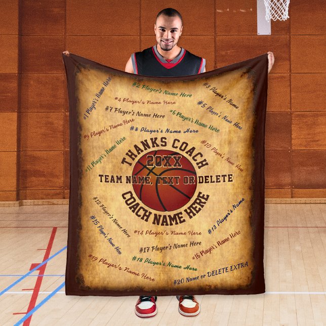 ALLE Spieler Namen auf Geschenken für Basketballtr Fleecedecke (Gift for basketball coach. Basketball blanket with all player's names. Basketball coaches gifts.)