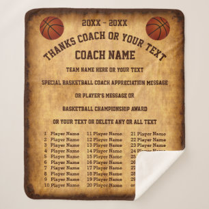 Alle Spielernamen auf Basketball-Coach Geschenkide Sherpadecke