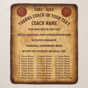 Alle Spielernamen auf Basketball-Trainer-Geschenki Sherpadecke