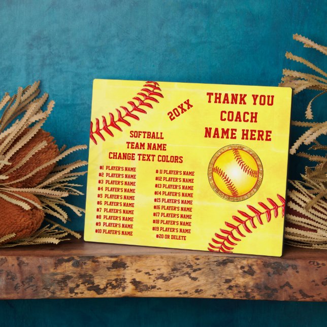 Alle Spielernamen Custom, Softball Coach Plaques Fotoplatte (Seite)