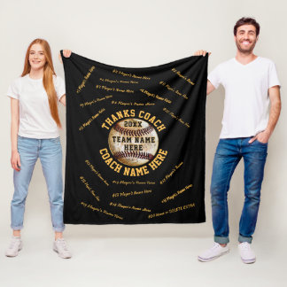 ALLE Spielernamen Schwarz Gold Baseball-Trainer-Ge Fleecedecke