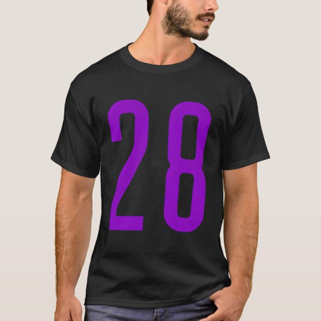 Alle Sportfächer Favorit Lila Nummer 28 Jersey T-Shirt (Vorderseite)