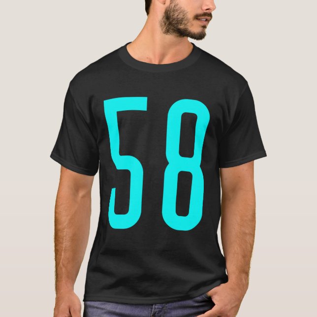 Alle Sportfans Lieblings-Cyan-Nummer 58 Jersey T-Shirt (Vorderseite)