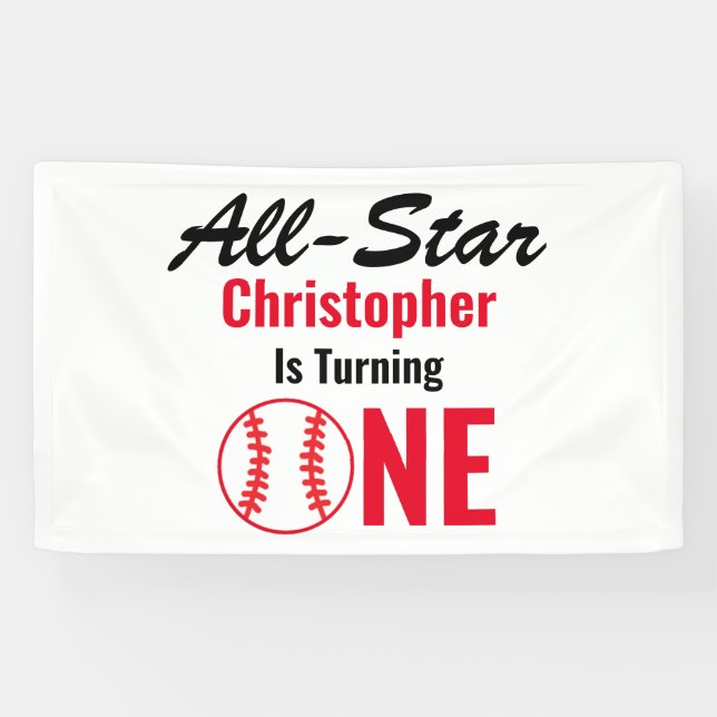 Alle Star Baseball 1. Geburtstag Banner (Horizontal)