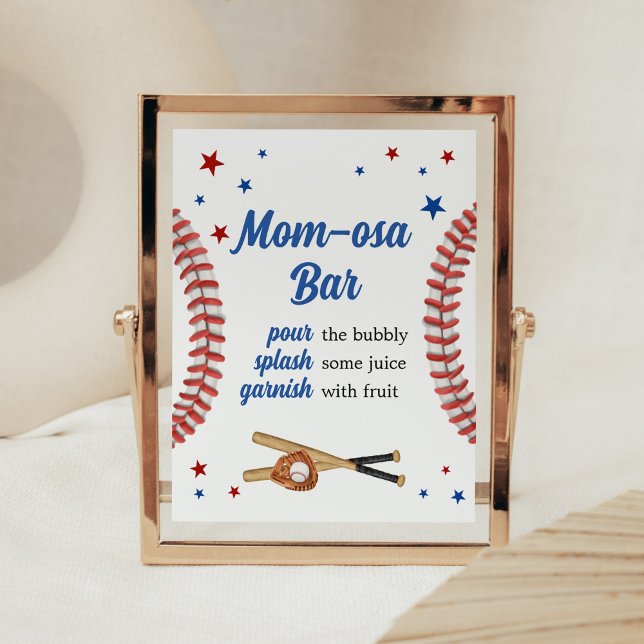 Alle Star Baseball Baby Dusche Mama Osa Bar Poster (Sports Baby Shower Mom Osa Bar Sign)