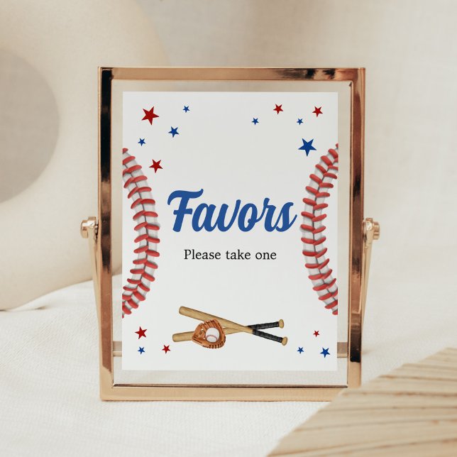 Alle Star Baseball Baby Shower Favoriten Poster (Sports Baby Shower Favors Sign)
