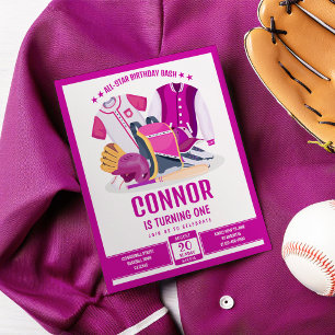 Alle Star Baseball Rosa Budget Geburtstag Einladun
