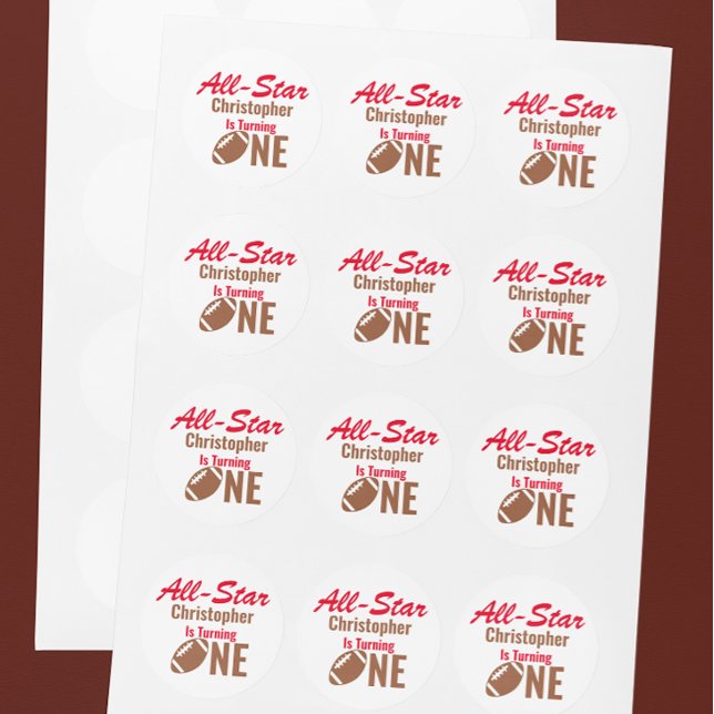 Alle Star Football 1. Geburtstag Runder Aufkleber (Von Creator hochgeladen)