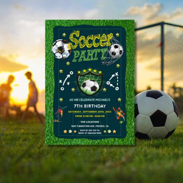 Alle Star Football Fußball Ball Geburtstagsparty Einladung (Soccer birthday party invitation)