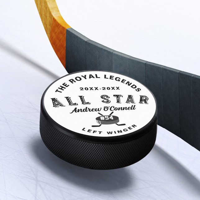 Alle Star Hockey League Spielername Position Eishockey Puck (All-Star Hockey League Player Name Number Position Hockey Puck)