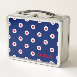 Alle Star Red White Blue Kinder Name School Fun Metall Brotdose