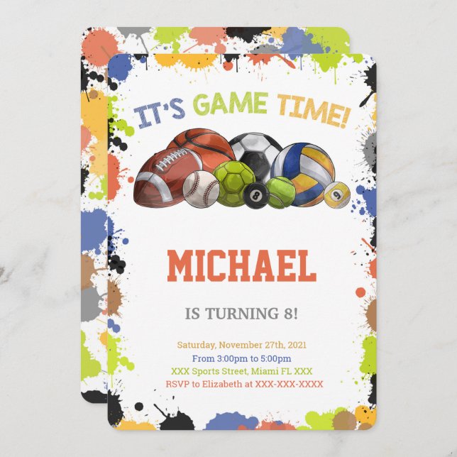 Alle Star Sport Einladungen (Vorne/Hinten)