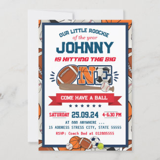 Alle Star Sport Erster Geburtstag Einladung