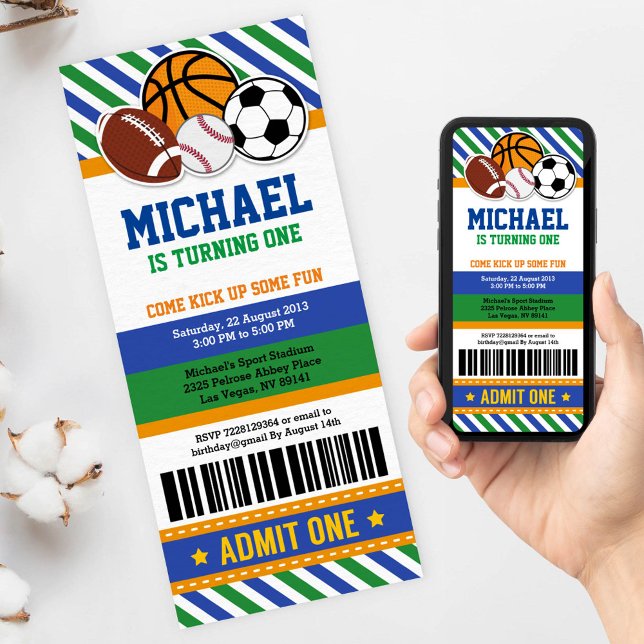 Alle Star Sport Ticket Pass Einladung Geburtstag (Von Creator hochgeladen)