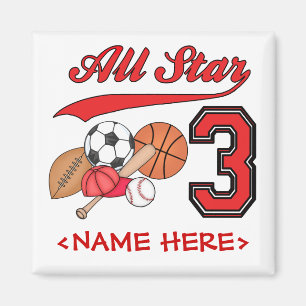 Alle Star Sports 3 Geburtstag Magnet