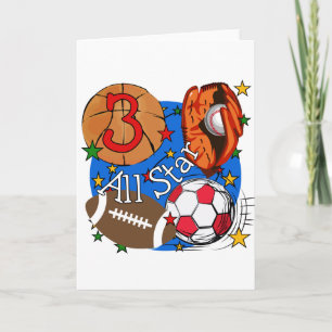 Alle Star Sports 3. Geburtstag Tshirts und Geschen Karte