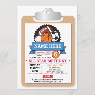 Alle Star Sports Party Basketball Geburtstag Einla Einladung