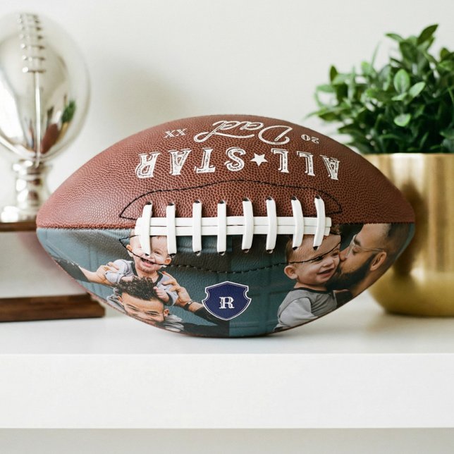 Alle Star-Vater-Geschenke für Vater, benutzerdefin Football (All Star Dad Gift For Dad Custom Photo & Monogram Football)