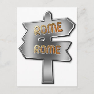 ALLE STRASSEN FÜHREN NACH ROM POSTKARTE