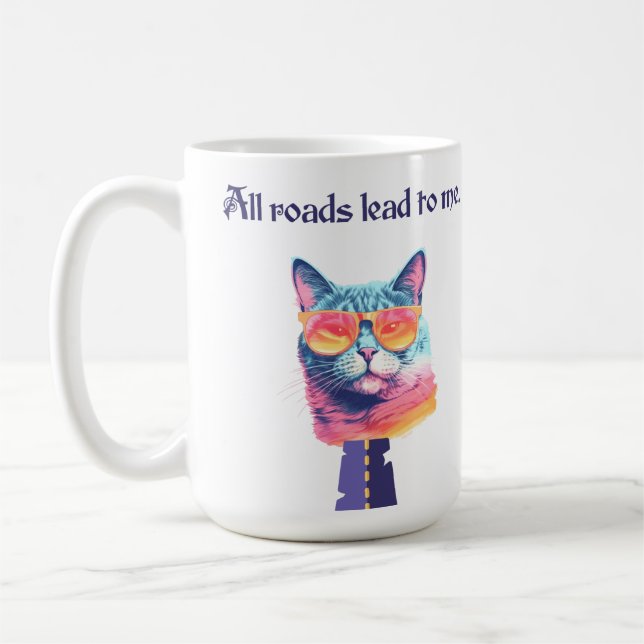 Alle Straßen führen zu Me Funny Cat Kaffeetasse (Links)