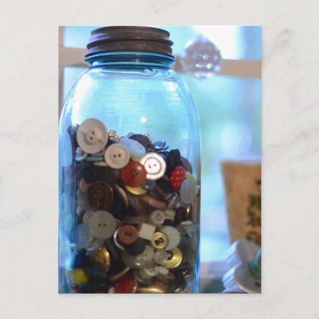 Alle Tasten im Ball Jar mit einem Zinkdeckel Postkarte (Vorderseite)