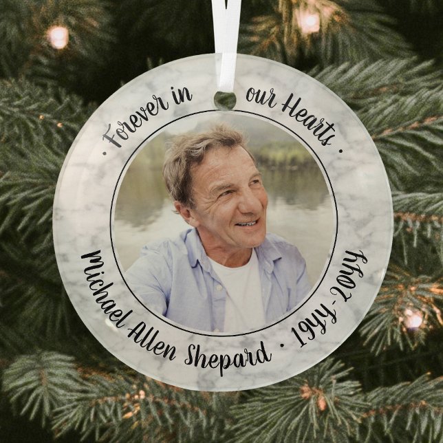 Alle Text-1-Foto-Memorial Elegante Imitate Marmor Ornament Aus Glas (Von Creator hochgeladen)