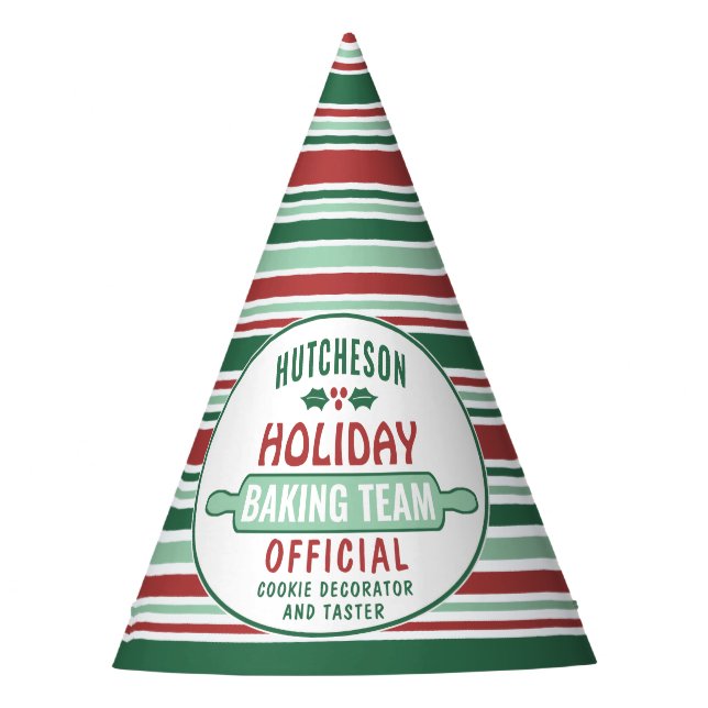 Alle Text Holiday Backteam Rot & Grün Weihnachten Partyhütchen (Vorderseite)