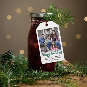 Alle Text-Trendy gebürstet Grün Skript & Foto Geschenkanhänger