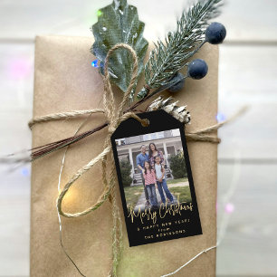 Alle Texte Modernes Skript Einfaches Foto Schwarz  Geschenkanhänger