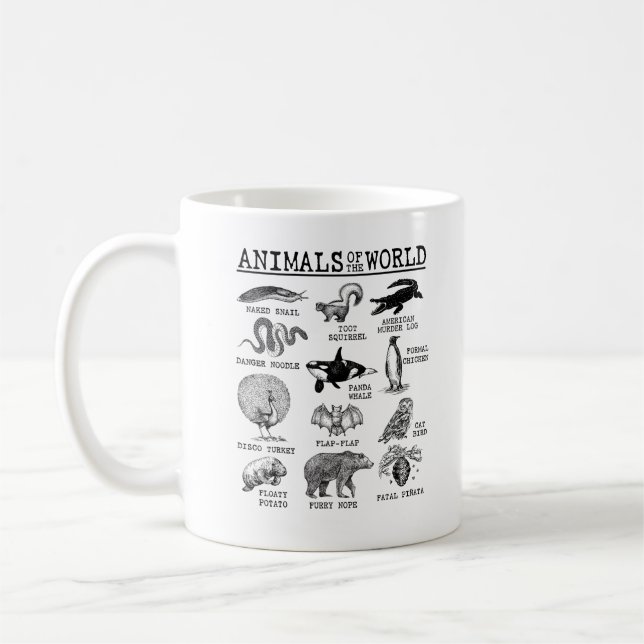 Alle Tiere der Welt Vintages Tiermädchen Kaffeetasse (Links)