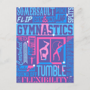 Alle Über Gymnastik Typografie in Rosa und Blau Postkarte