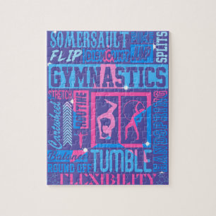 Alle Über Gymnastik Typografie in Rosa und Blau Puzzle